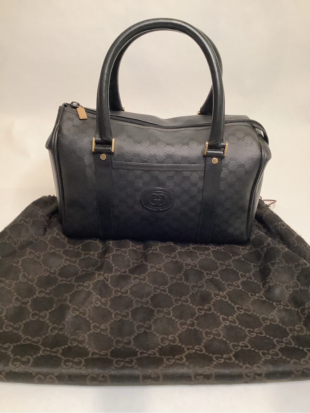 Gucci Black Mini Boston Duffel with Gold-Tone Hardware